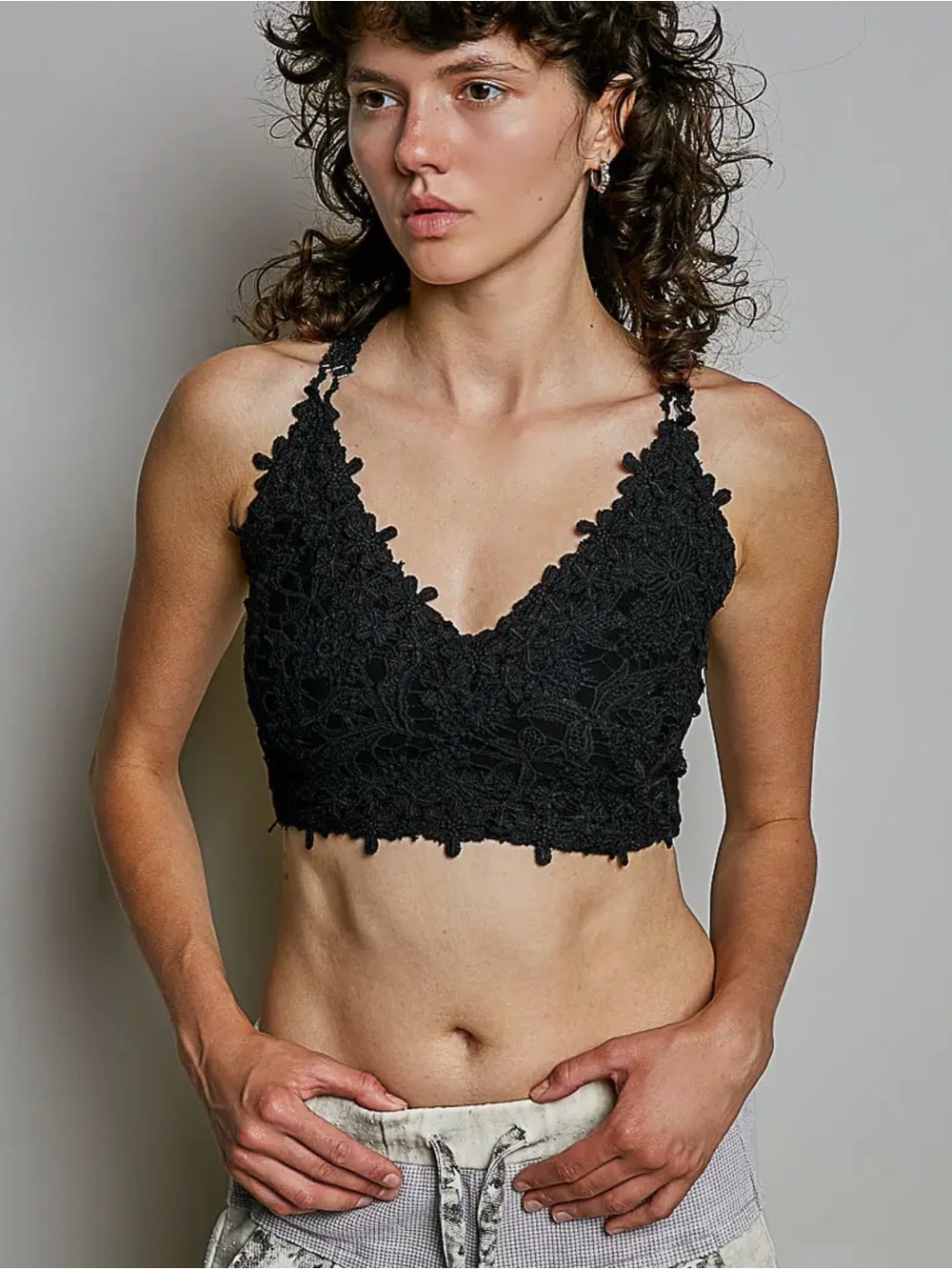 POL Black Lace V-Neck Bralette